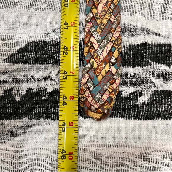 FOSSIL Screenprint Bright Braid Multicolor Belt Women's 44” Long Boho Hippie Y2K - Picture 6 of 7